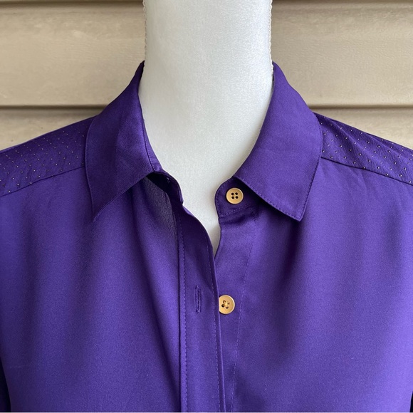 •Coldwater Creek• Lightweight Purple Tab Sleeve Blouse - Size Small - Picture 3 of 10